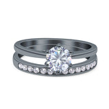 Two Piece Round Natural Stone Art Deco Ring