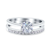 Two Piece Round Natural Stone Art Deco Ring