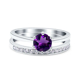 Two Piece Round Natural Stone Art Deco Ring