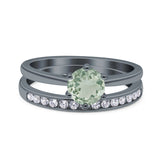 Two Piece Round Natural Stone Art Deco Ring