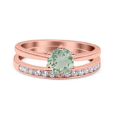 Two Piece Round Natural Stone Art Deco Ring