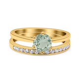Two Piece Round Natural Stone Art Deco Ring