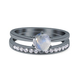 Two Piece Round Natural Stone Art Deco Ring