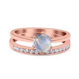 Two Piece Round Natural Stone Art Deco Ring