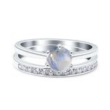 Two Piece Round Natural Stone Art Deco Ring