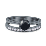 Two Piece Round Natural Stone Art Deco Ring
