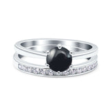 Two Piece Round Natural Stone Art Deco Ring