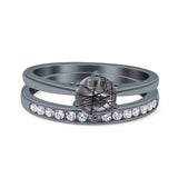 Two Piece Round Natural Stone Art Deco Ring