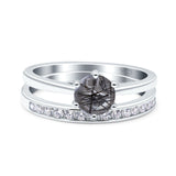Two Piece Round Natural Stone Art Deco Ring