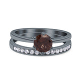 Two Piece Round Natural Stone Art Deco Ring