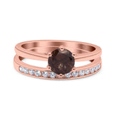 Two Piece Round Natural Stone Art Deco Ring