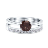 Two Piece Round Natural Stone Art Deco Ring