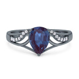 Art Deco Pear Teardrop Natural Stone Ring