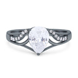 Art Deco Pear Teardrop Natural Stone Ring