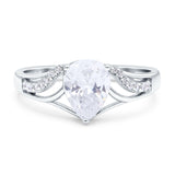Pear Teardrop Moissanite Art Deco Ring 925 Sterling Silver