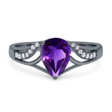 Art Deco Pear Teardrop Natural Stone Ring