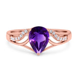 Art Deco Pear Teardrop Natural Stone Ring