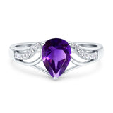 Art Deco Pear Teardrop Natural Stone Ring