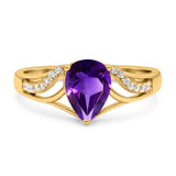 Art Deco Pear Teardrop Natural Stone Ring