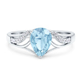 Art Deco Pear Teardrop Natural Stone Ring