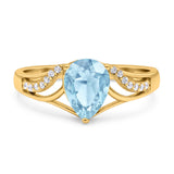 Art Deco Pear Teardrop Natural Stone Ring