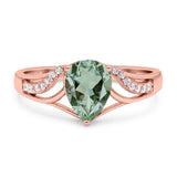 Art Deco Pear Teardrop Natural Stone Ring