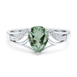 Art Deco Pear Teardrop Natural Stone Ring