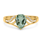 Art Deco Pear Teardrop Natural Stone Ring