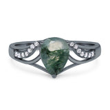 Art Deco Pear Teardrop Natural Stone Ring