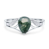 Art Deco Pear Teardrop Natural Stone Ring