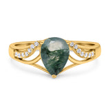 Art Deco Pear Teardrop Natural Stone Ring