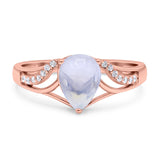 Art Deco Pear Teardrop Natural Stone Ring