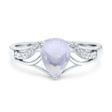 Art Deco Pear Teardrop Natural Stone Ring