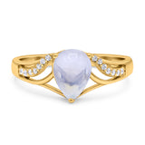 Art Deco Pear Teardrop Natural Stone Ring