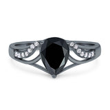 Art Deco Pear Teardrop Natural Stone Ring