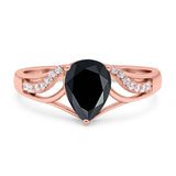 Art Deco Pear Teardrop Natural Stone Ring