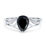 Art Deco Pear Teardrop Natural Stone Ring