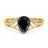 Art Deco Pear Teardrop Natural Stone Ring