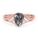 Art Deco Pear Teardrop Natural Stone Ring