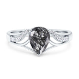 Art Deco Pear Teardrop Natural Stone Ring