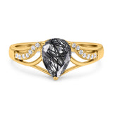 Art Deco Pear Teardrop Natural Stone Ring