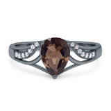 Art Deco Pear Teardrop Natural Stone Ring