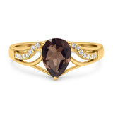 Art Deco Pear Teardrop Natural Stone Ring