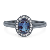 Oval Natural Stone Halo Wedding Ring