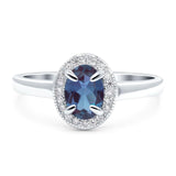 Oval Natural Stone Halo Wedding Ring