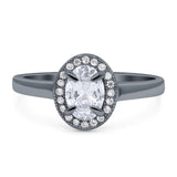 Oval Natural Stone Halo Wedding Ring