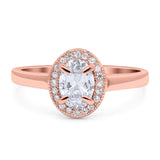 Oval Natural Stone Halo Wedding Ring