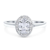 Oval Natural Stone Halo Wedding Ring
