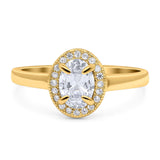 Oval Natural Stone Halo Wedding Ring