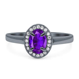 Oval Natural Stone Halo Wedding Ring
